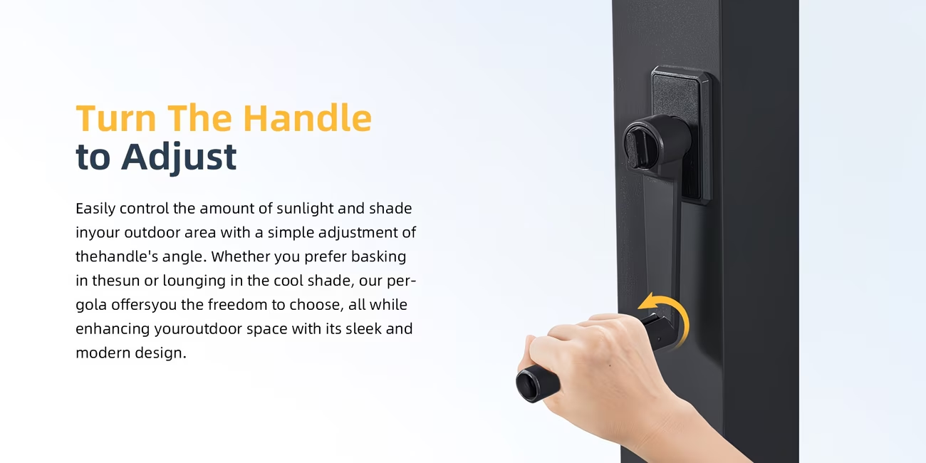 Turn the handle to adjust the louvers