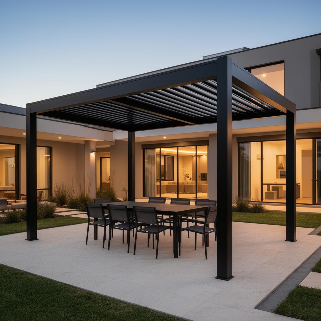 10x20 louvered pergola over outdoor kitchen